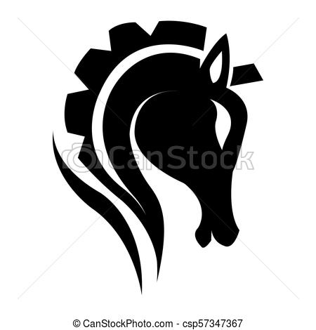 450x470 Horse Head Silhouette Vector Icon. Horse Silhouette Logo Template