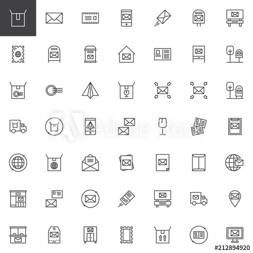 500x500 Post Outline Icons Set. Linear Style Symbols Collection, Line