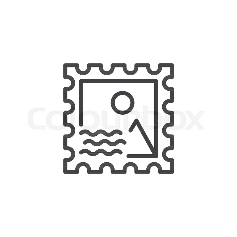 800x800 Postage Stamp Outline Icon. Linear Style Sign For Mobile Concept