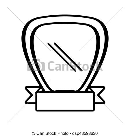 450x470 Shield Ribbon Stamp Decor Outline Empty Vector Illustration Eps 10.