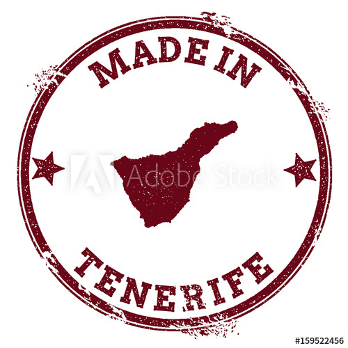 500x500 Tenerife Seal. Vintage Island Map Sticker. Grunge Rubber Stamp