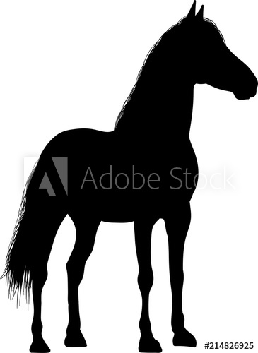 365x500 Drawing The Black Silhouette Of Standing Horse