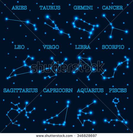 450x470 Collection Of 12 Zodiac Constellations On Space And Stars