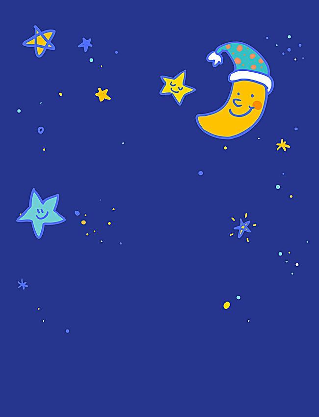 650x849 Vector Childrens Cartoon Mother Moon And Stars Night Background