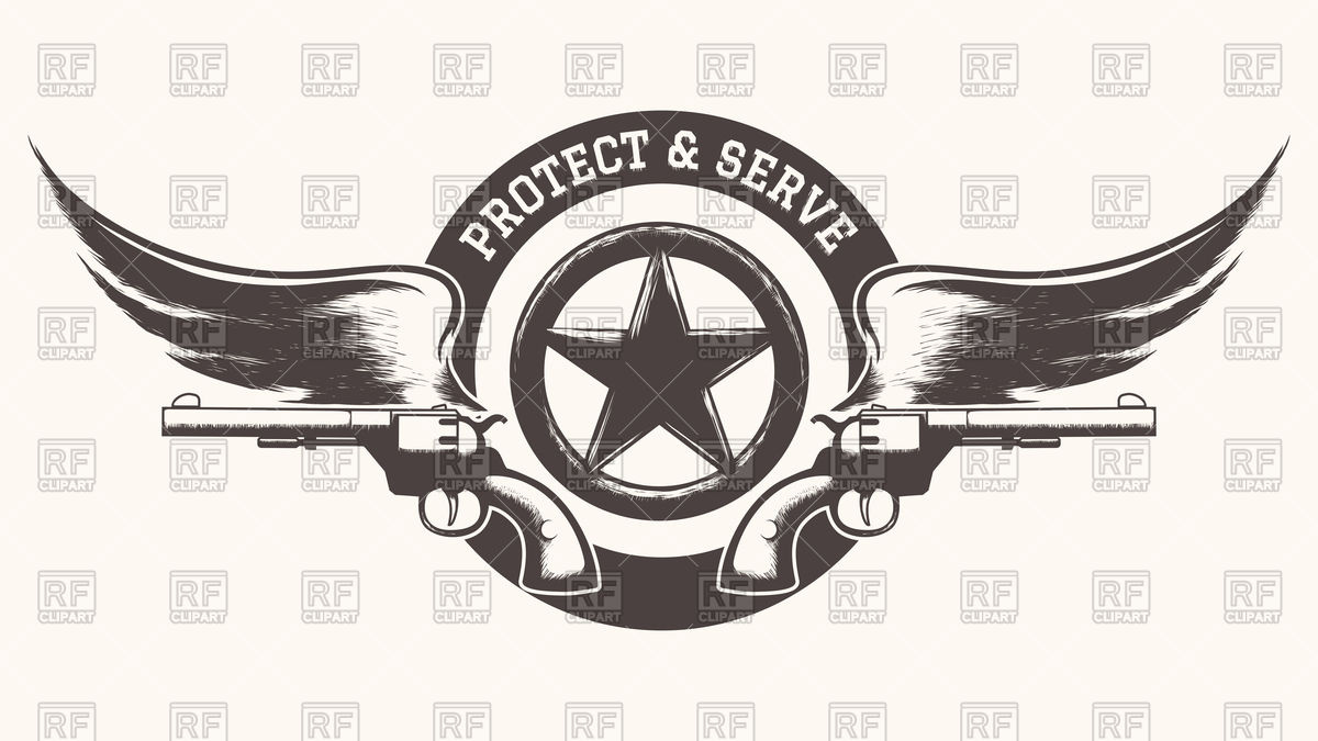 1200x675 Two Guns With Wings And Star Badge Vector Image Vector Artwork