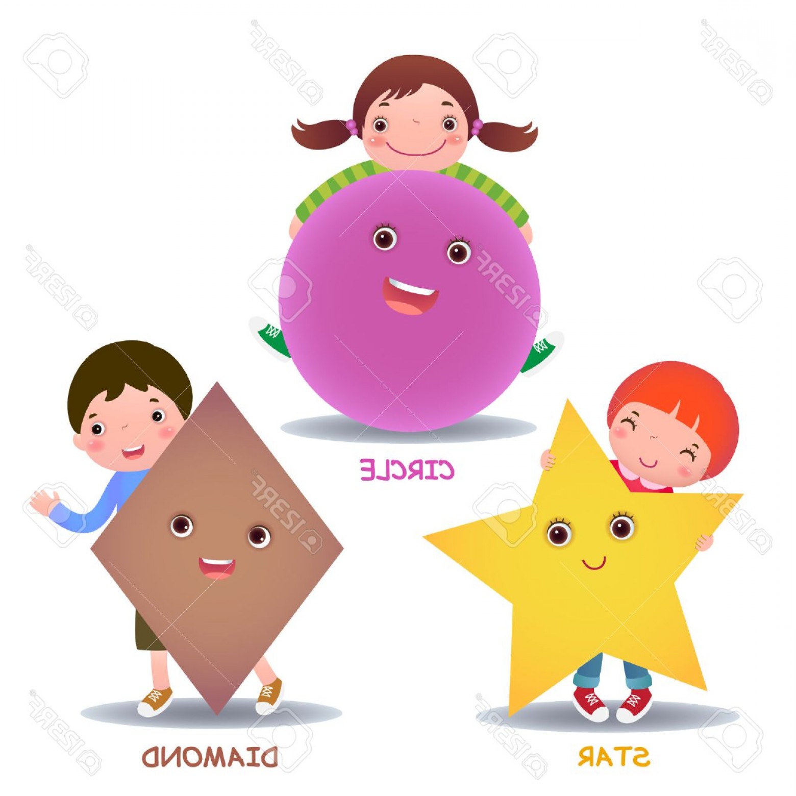 1560x1560 Photostock Vector Cute Little Cartoon Kids With Basic Shapes Star