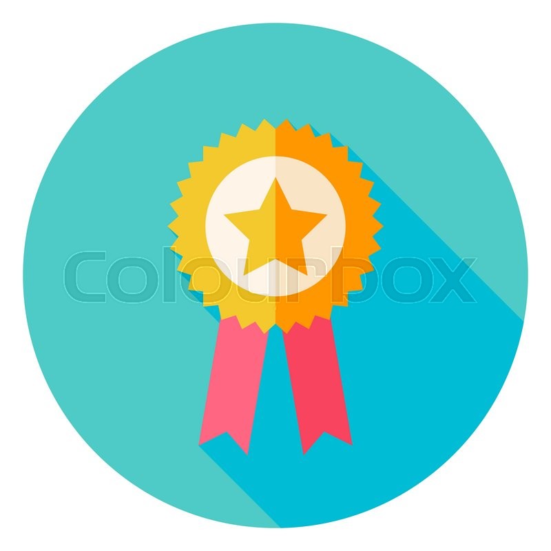 800x800 Award Gold Medal With Star Circle Icon. Flat Design Vector