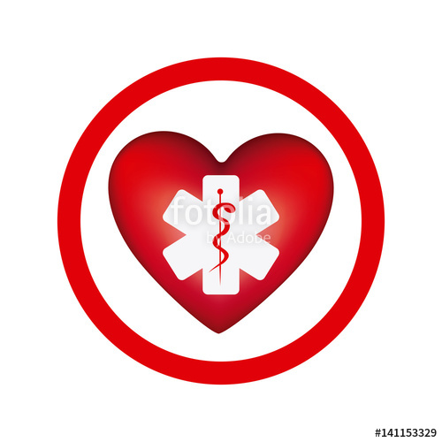 500x500 Circular Frame With Heart Health Symbol With Star Of Life Vector