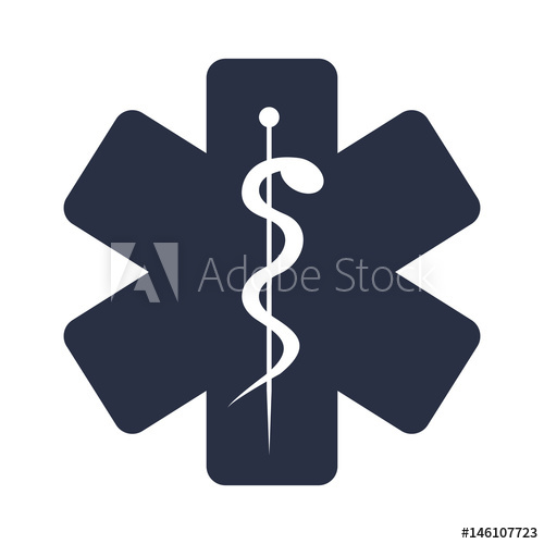 500x500 White Background With Dark Blue Symbol Of Star Of Life Vector