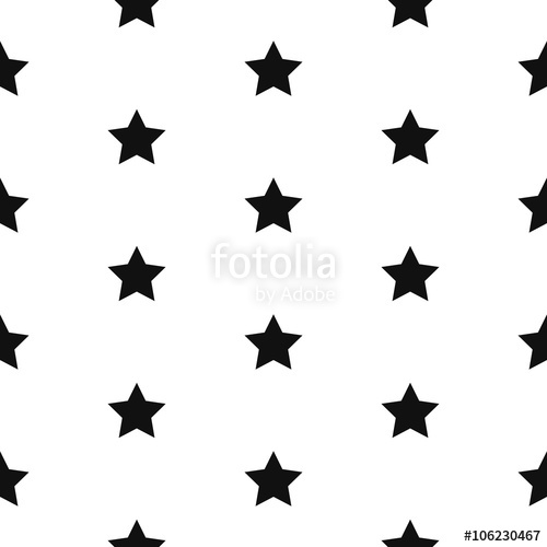 500x500 Simple Star Shape Black And White Seamless Pattern. Vector