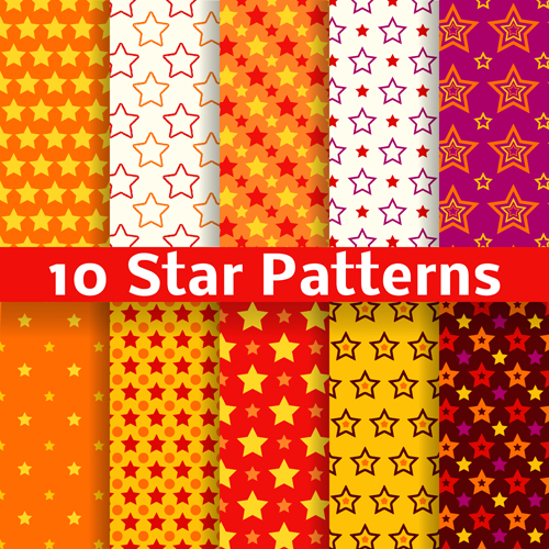 500x500 Different Star Seamless Patterns Vector Free Download