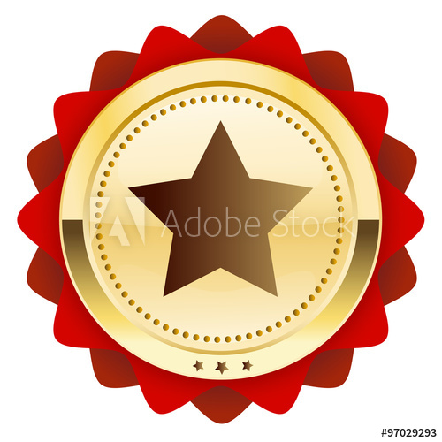 500x500 Finest Quality Seal Or Icon With Star Symbol. Glossy Golden Seal