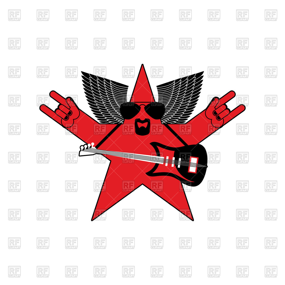 1200x1200 Rock Star Emblem, Guitar And Star