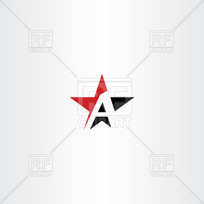 400x400 Star Symbol Red Black Star Letter A Icon Royalty Free Vector Clip