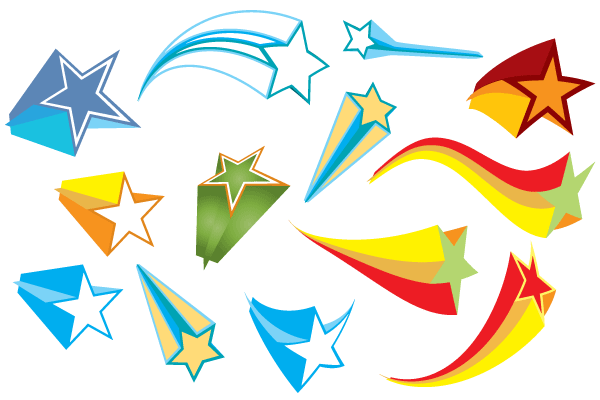 600x400 Free Colorful 3d Stars Vector Elements 123freevectors