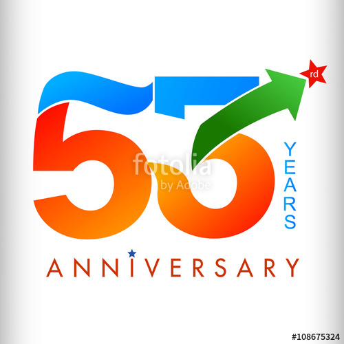 500x500 Template Logo 53rd Anniversary Color With Star, Vector Illustrator