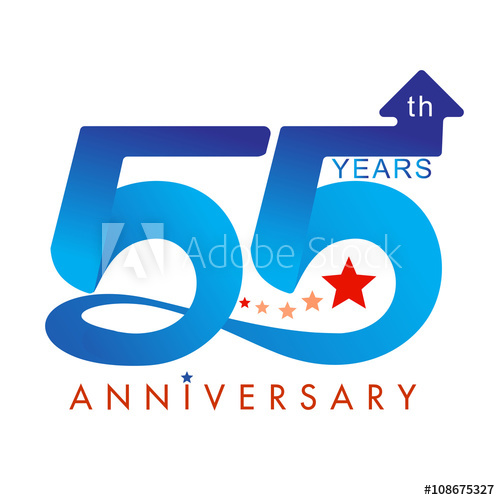 500x500 Template Logo 55th Anniversary Color With Star, Vector Illustrator