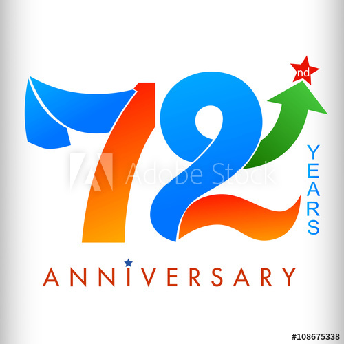 500x500 Template Logo 72nd Anniversary Color With Star, Vector Illustrator