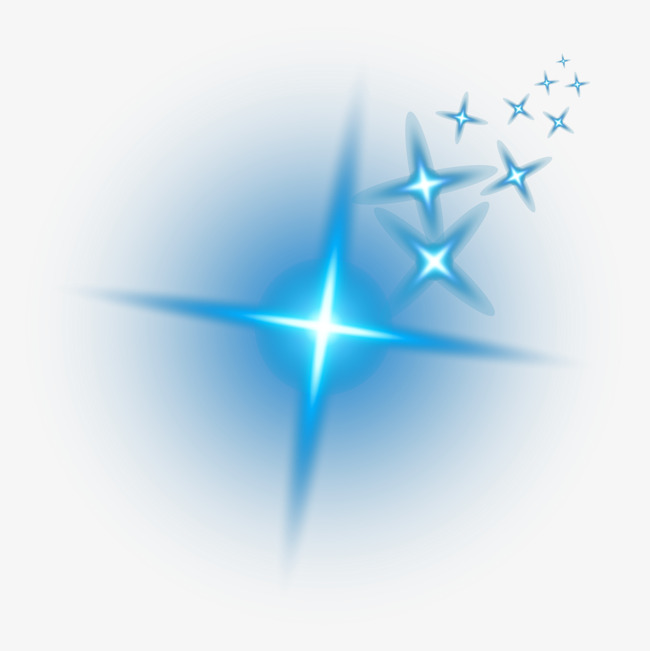 650x651 Blue Decorative Star Vector Material, Blue Light Effect, Vector