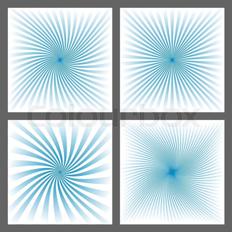 800x800 Light Blue Spiral Ray And Starburst Background Vector Set Stock