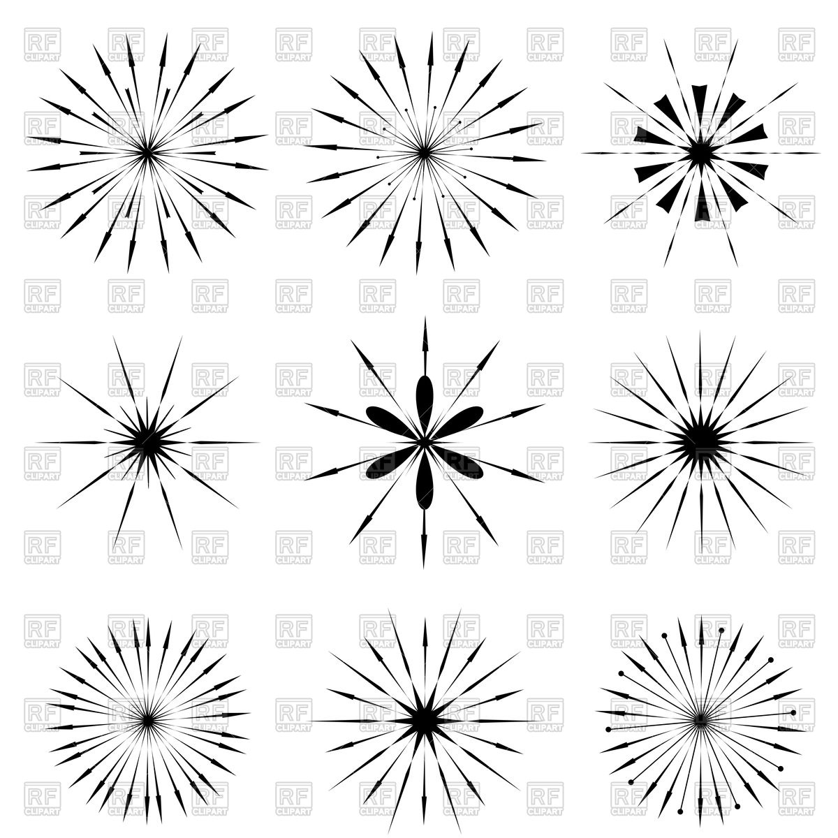 1200x1200 Set Of Sunburst Circles Vector Image Vector Artwork Of Design