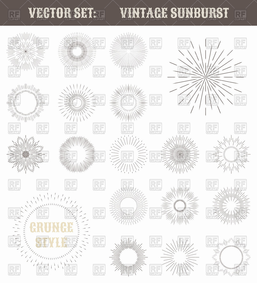1091x1200 Set Of Vintage Sunburst Vector Image Vector Artwork Of