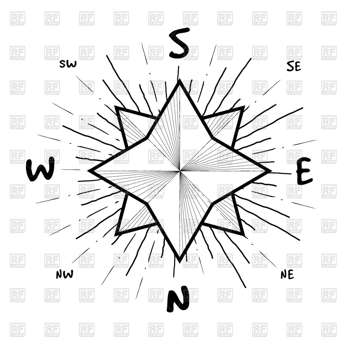 1200x1179 Hipster Style Vintage Compass With Starburst Vector Image Vector