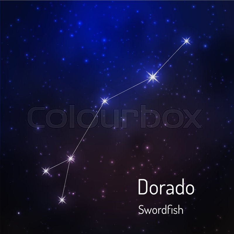 800x800 Dorado Swordfish Constellation In The Night Starry Sky. Vector