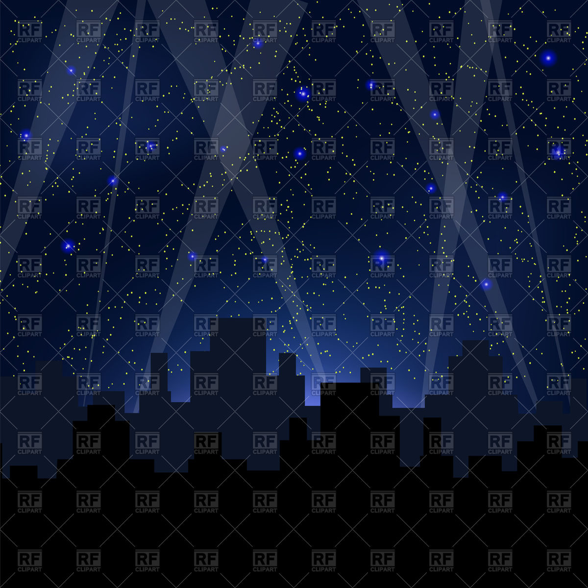 1200x1200 Night City Background With Starry Sky Vector Image Vector