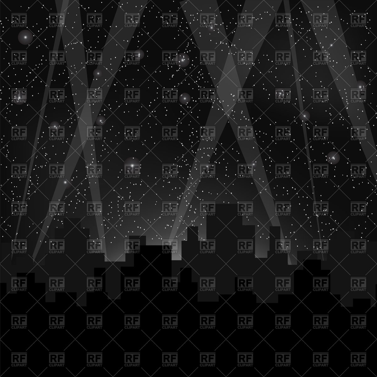 1200x1200 Silhouettes Of City On Night Starry Sky Vector Image Vector