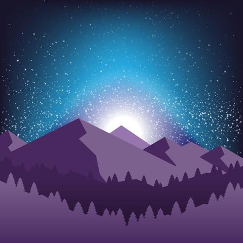 490x490 Starry Night Sky And Silhouette Of The Mountain Illustration