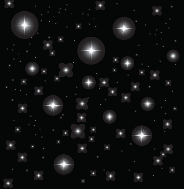 600x616 Black Starry Night Sky Vector Background