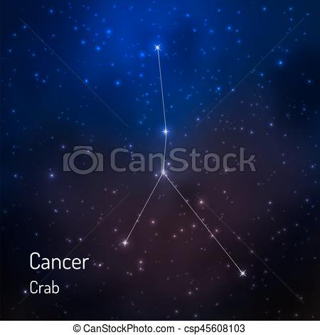 450x470 Cancer Constellation In The Night Starry Sky. Vector Illustration.