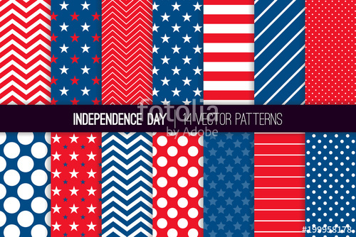 500x334 Independence Day Vector Patterns In Red White Blue Stars, Stripes