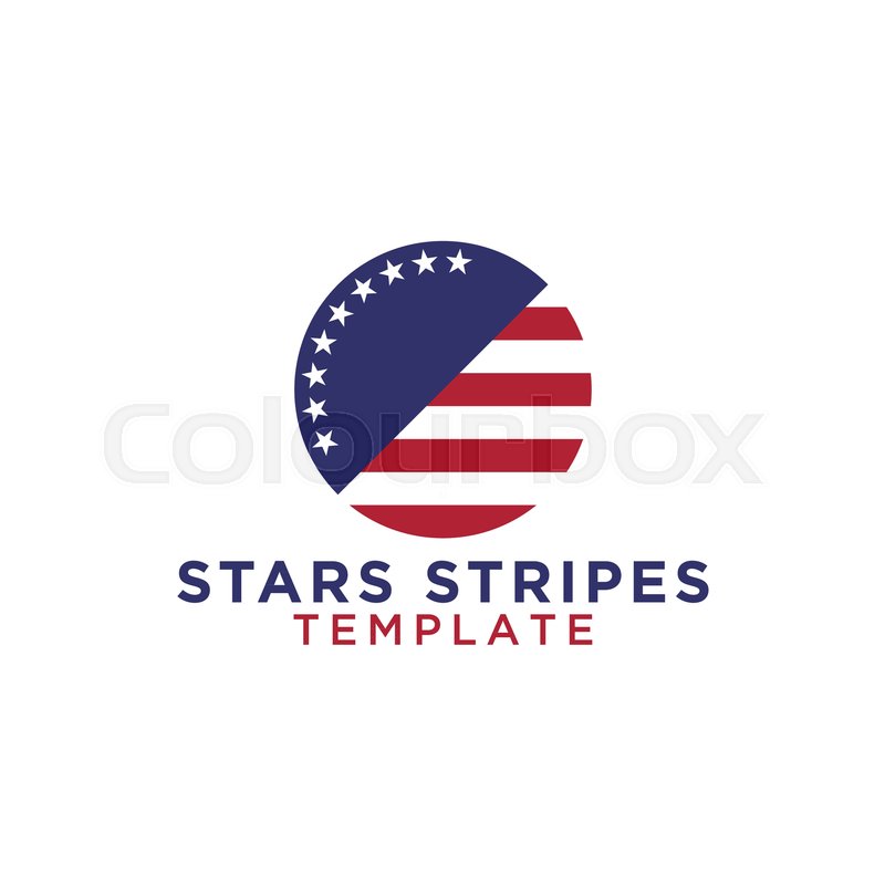 800x800 Circle Stars And Stripes Logo Design Template Vector Stock