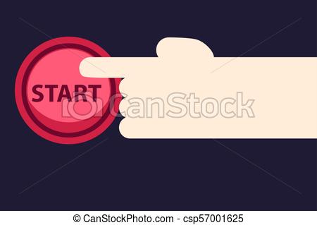 450x319 The Hand Presses The Start Button. The Concept Of The Beginning