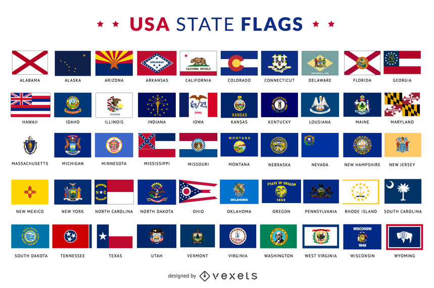 859x570 Usa State Flags Collection
