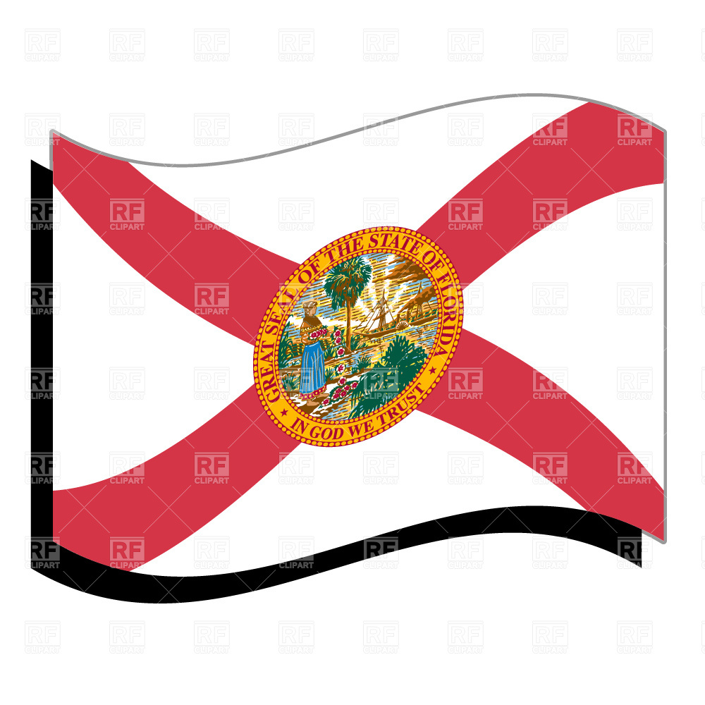 1000x1000 Wavy Florida State Flag And Outline Vector Image Vector Artwork