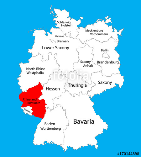 450x500 Rhineland Palatinate State Map, Germany, Vector Map Silhouette