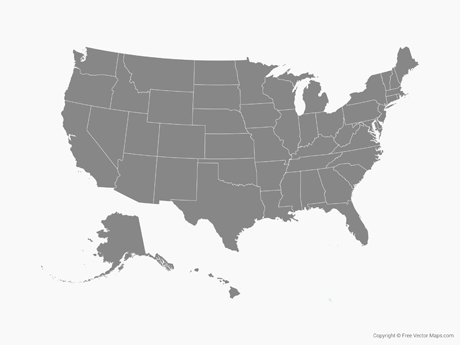 460x345 Vector Map Of United States Of America With States