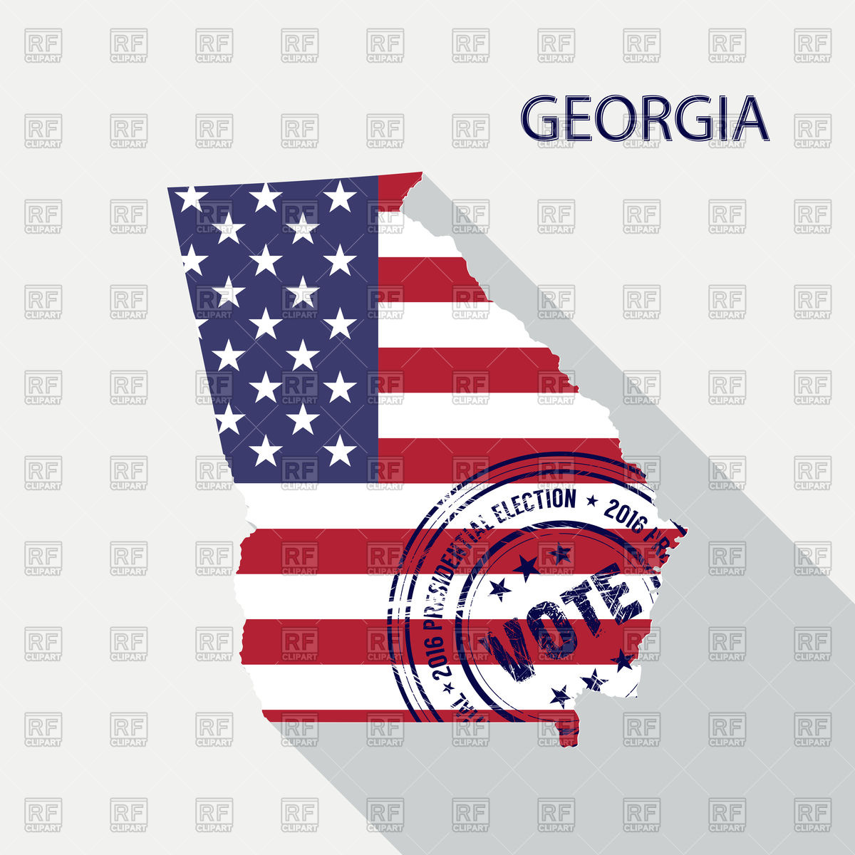 1200x1200 State Of Georgia Map With Flag And Presidential Day Vote Stamp