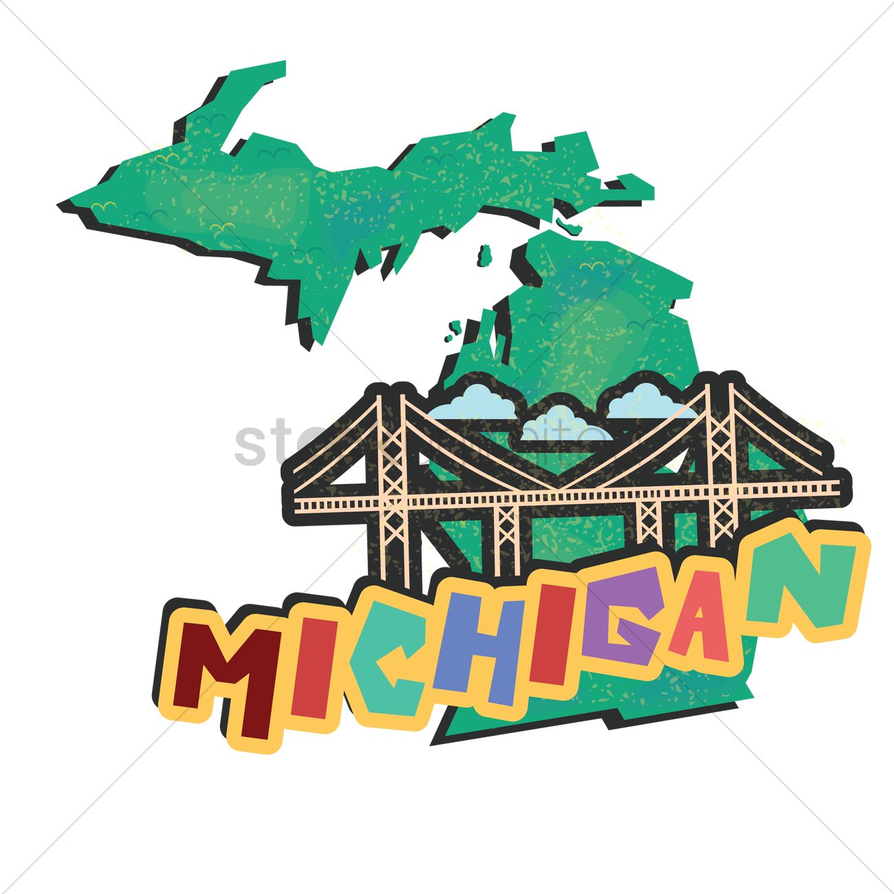 1300x1300 Michigan State Map Vector Image
