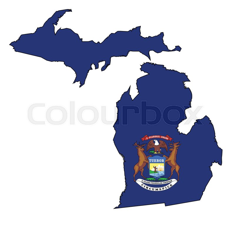 800x775 Outline Map Of The State Of Michigan With Map Inset Stock Vector