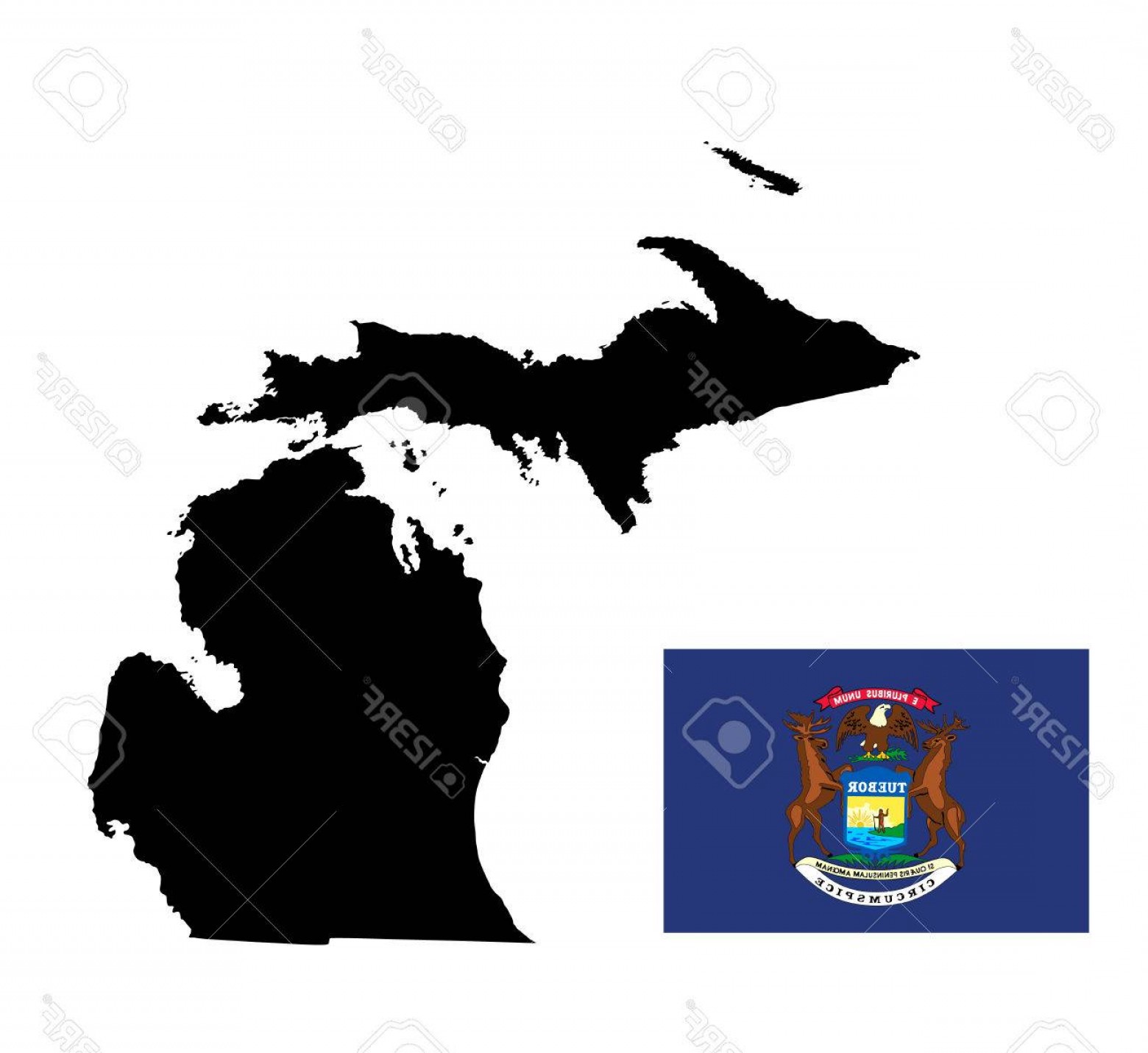 1560x1431 Photostock Vector Michigan Vector Map Isolated On White Background