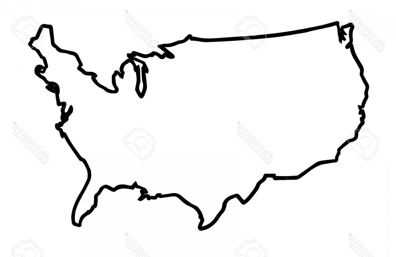 1560x1014 Photostock Vector A Broader Outline Map Of The United States Of