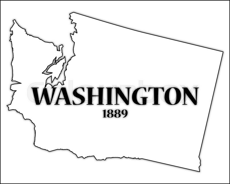 800x640 A Washington State Outline With The Date Of Statehood Isolated On