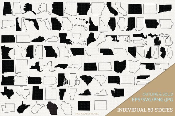 570x378 United States Vector State Clipart 50 States Clip Art All Etsy