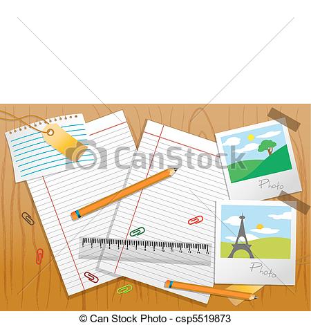 450x470 Illustration Of Photo With Stationary And Paper On Table.