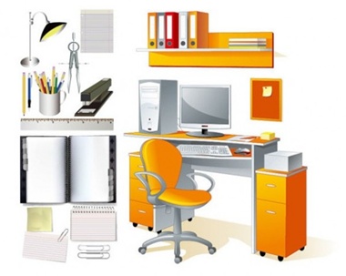 380x303 Office Computer Desk Stationary Vectors