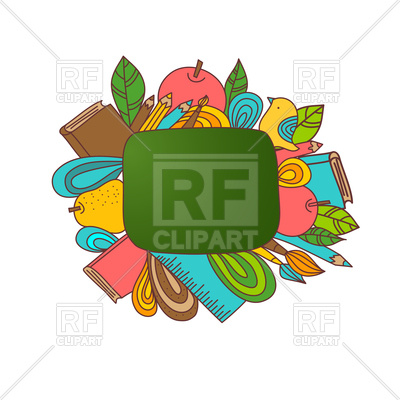 400x400 Back To School Frame Ornate With Stationary